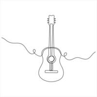 One line drawing of classical acoustic Guitar minimalist continuous line art graphics design vector