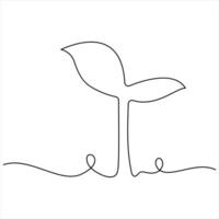 Natural Plant in One Continuous line drawing clean Minimal Botanical illustration vector