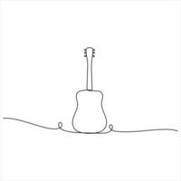 One line drawing of classical acoustic Guitar minimalist continuous line art illustration vector