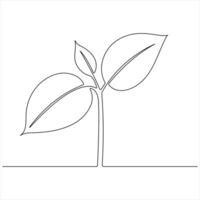 Continuous single line drawing of Natural Organic Plant minimalist Botanical line art illustration vector