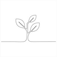 Continuous Line Art of Natural Botanical Plant Elegant Minimal Nature Drawing illustration vector