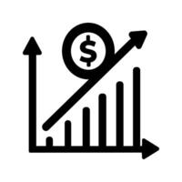 A Simple Black Icon Showing An Upward Trend With A Coin Signifying Financial Growth And Success vector