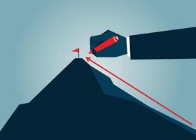 make an illustration of an arrow pointing up the mountain. an award for those who successfully reach the top vector