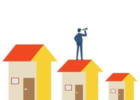 observing market prices to determine investment in the form of a house. stock illustration vector