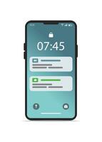 message notification on the main page of the phone. push notification. stock illustration vector