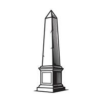 Elegant vintage art silhouette illustration of a tall obelisk structure depicting architectural monument and landmark in a minimalist style vector