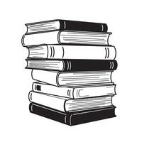 Stacked illustration of books in silhouette a simple black and white design ideal for educational or reading related concepts vector