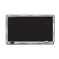 A detailed hand drawn silhouette illustration of a chalkboard with an eraser and chalk providing a classic design for teaching and education concepts. vector