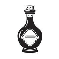 Vintage art silhouette of an apothecary bottle with cork and label for design projects vector