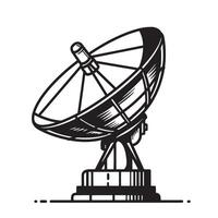 Vintage art silhouette of a satellite dish for telecommunications data transmission and global network connections vector