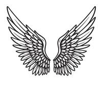 Detailed silhouette of angel wings presented in a black and white style ideal for design and tattoo concepts vector