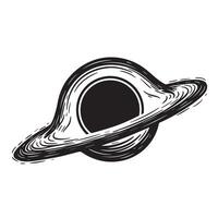 Vintage art silhouette of a cosmic black hole depicting gravitational force and space exploration vector