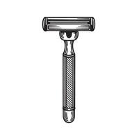 Vintage art silhouette of a classic razor for shaving and grooming practices isolated vector
