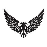 Elegant vintage art silhouette of an eagle spreading its wings on a white background vector