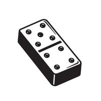 Black domino tile with white dots and dividing line game vector
