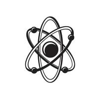 Simple and elegant graphic illustration of an atom featuring orbiting electrons and a nucleus ideal for science and education applications. vector