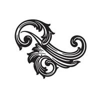 Elegant vintage art silhouette of a decorative floral scroll element in black and white design vector