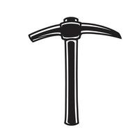 A striking illustration of a classic pickaxe tool presented in a simple bold black and white silhouette design perfect for various applications. vector