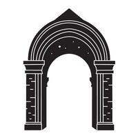 Elegant vintage art silhouette of an architectural archway with decorative columns and accents vector