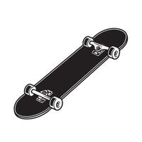 Black and white vintage art silhouette of a classic skateboard retro vector