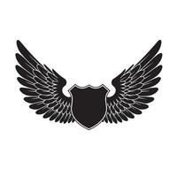A vintage art silhouette of shield with wings for badge emblem design elements vector