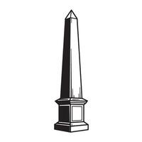 Elegant vintage art silhouette of an obelisk standing tall against a white background vector