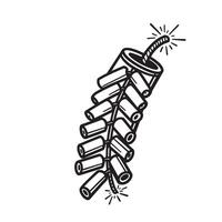 Simple black and white illustration of a string of firecrackers vintage art concept design vector