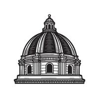 Detailed architectural illustration of a grand dome structure in vintage art style vector