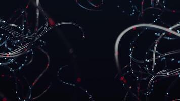 Complex Network of Illuminated Technological Cables Artificial Intelligence Data Stream Connection Detail video