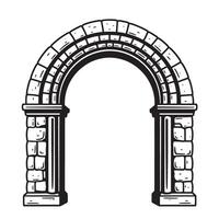 A detailed vintage art silhouette of an ancient stone archway isolated on white vector