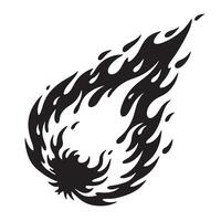 Black and white vintage art silhouette of a fiery falling meteor with trails vector