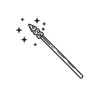 A whimsical illustration of a magic wand with stars in a simple silhouette design perfect for fantasy related concepts and projects. vector