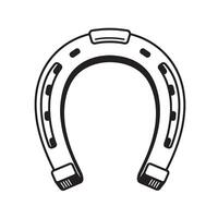 Simple black and white horseshoe design symbolizing good luck and equestrian themes vector