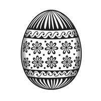 Decorative black and white easter egg with floral and wave patterns vintage art vector