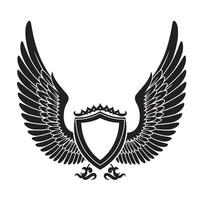 Winged crest heraldry design with a shield and vintage art silhouette elements vector