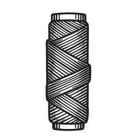 A detailed vintage art silhouette depicting a spool of thread in a classic engraved style for crafting and sewing projects vector