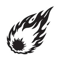 Bold black and white illustration of a meteoroid or celestial burning object vector
