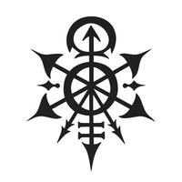 Symbolic and geometric vintage art silhouette of chaos symbol on white background vector