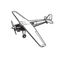 Vintage propeller airplane outline retro aviation vector