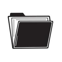 Black and white open folder icon with a retro vintage art style on white background vector