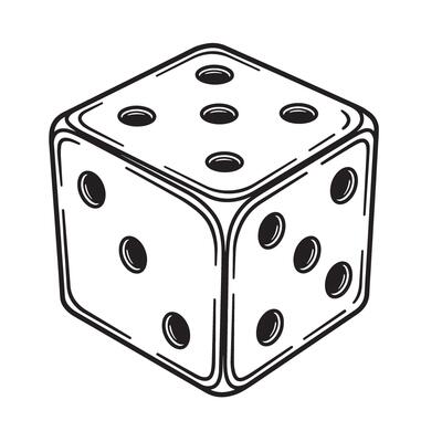 Vintage Art Silhouette Illustration Dice Cube game gambling