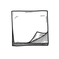 Hand drawn sketch of a stack of square sticky notes with a peeled corner vector