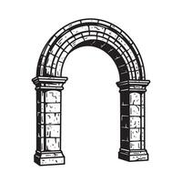 illustration of a vintage art silhouette roman archway architecture element design vector