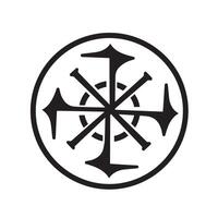 Elegant circular vintage art silhouette of a compass rose symbol design for branding vector