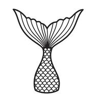 Detailed illustration of a mermaid tail silhouette design perfect for artistic prints and nautical themed creative projects vector