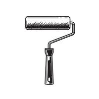 Vintage art silhouette of a paint roller tool for home improvement diy projects and decoration vector