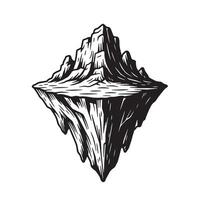 A detailed vintage art silhouette of an iceberg displaying its underwater form vector