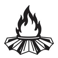 Elegant black and white vintage art silhouette featuring a flaming torch emblem vector