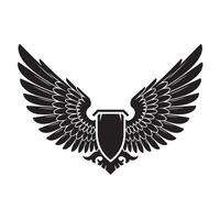 Elegant black wings with shield symbol design for vintage art and emblem concepts vector