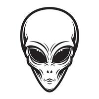 A minimalist black and white silhouette of a classic alien head with large eyes suitable for extraterrestrial themed designs. vector